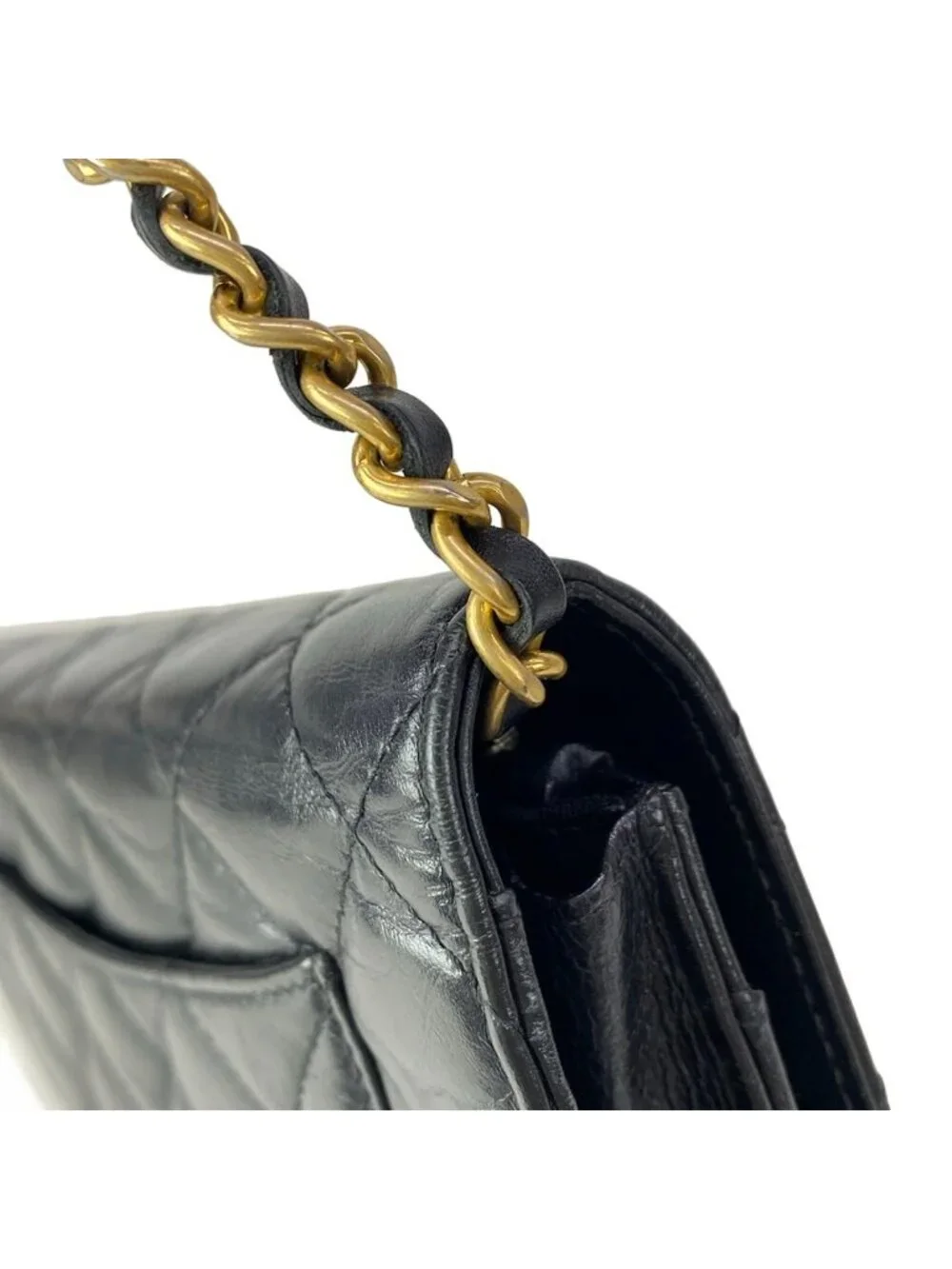 Chanel Shoulder Bag 2.55 Icon Charm Black Vintage Gold Chain